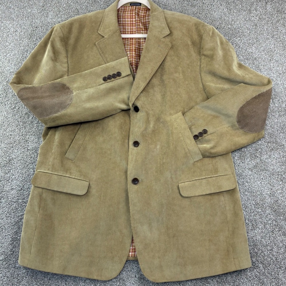 Vintage TravelSmith Corduroy Sport Coat Size 46R Tan ProfessorCore Preppy Blazer